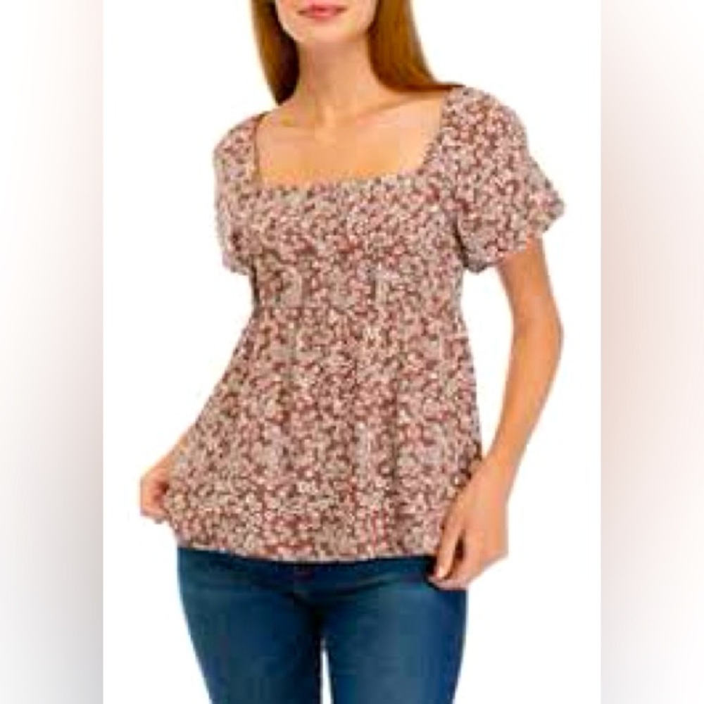 Brown floral top.